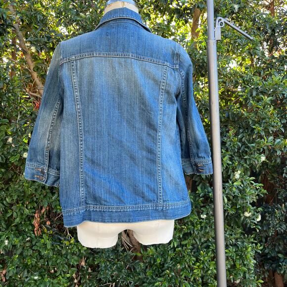 Vintage 2005 Y2K Old Navy Stretch Maternity Blue Denim Jean Jacket Small - Picture 3 of 8